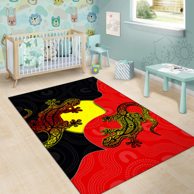 Aboriginal Flag Mix Lizard Area Rug - Vibe Hoodie Shop