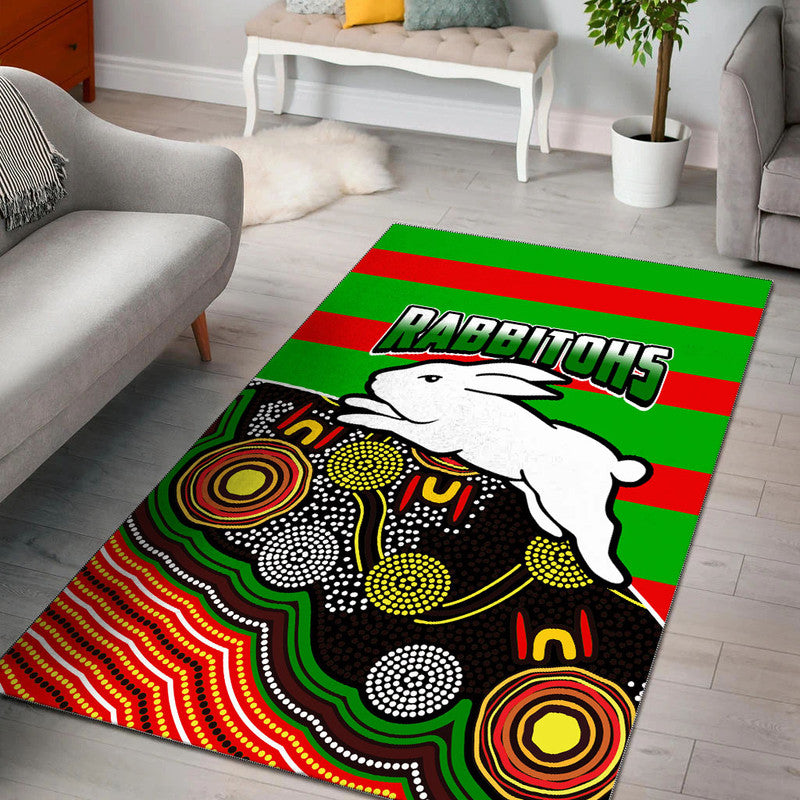 Rabbitohs Rugby Area Rug Aboriginal Basic Style - Vibe Hoodie Shop