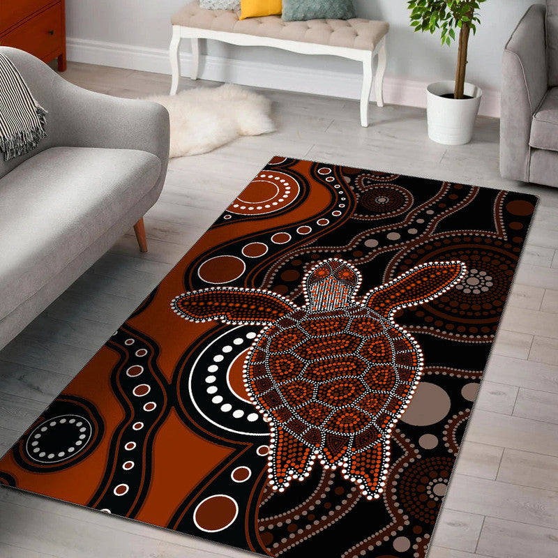 Aboriginal Turtle Area Rug Brown Style - Vibe Hoodie Shop