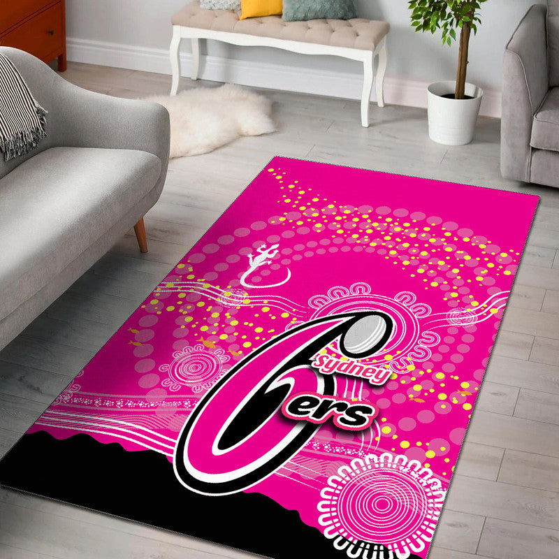 Sydney Sixers Area Rug Cricket Aboriginal Vibe - Vibe Hoodie Shop