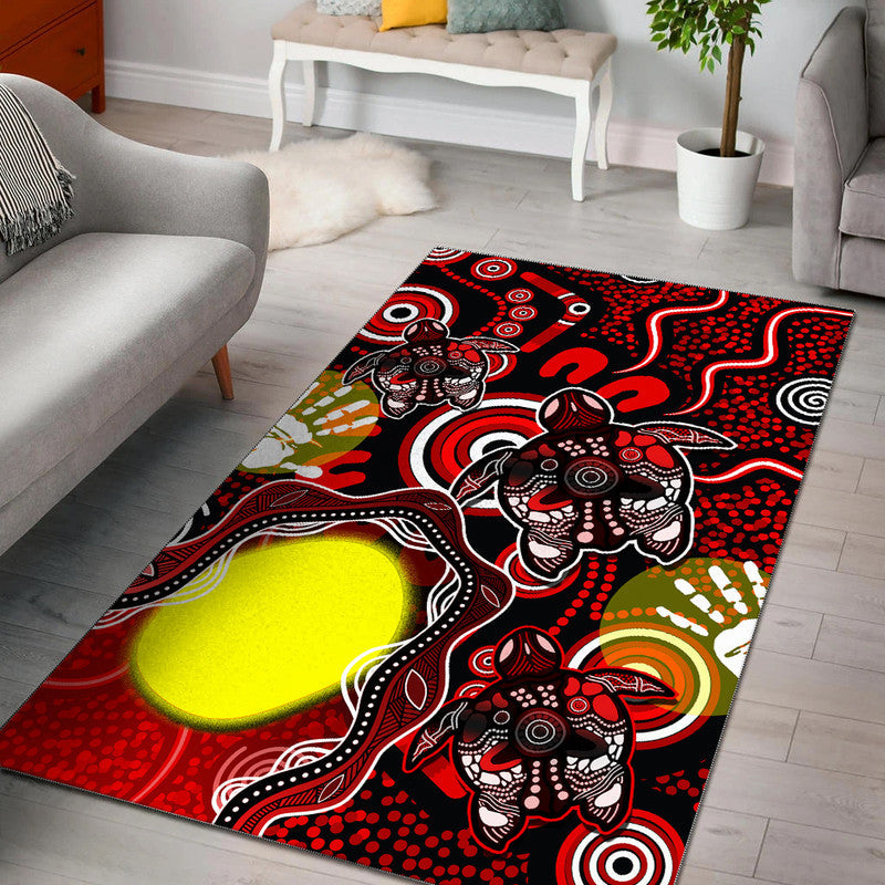 Aboriginal Flag NAIDOC Turtle Area Rug - Vibe Hoodie Shop