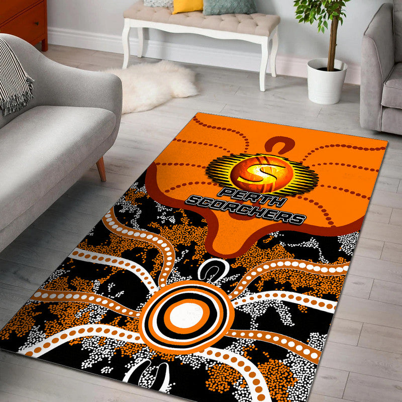 Perth Scorchers Area Rug Cricket Dot Aboriginal - Vibe Hoodie Shop