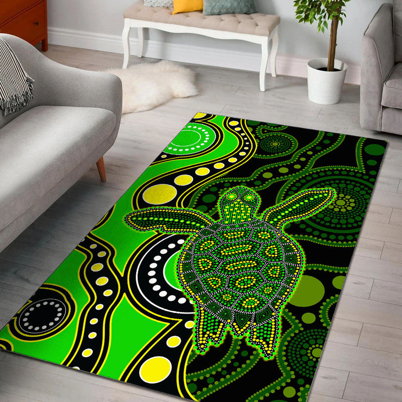 Aboriginal Turtle Area Rug Green Style - Vibe Hoodie Shop