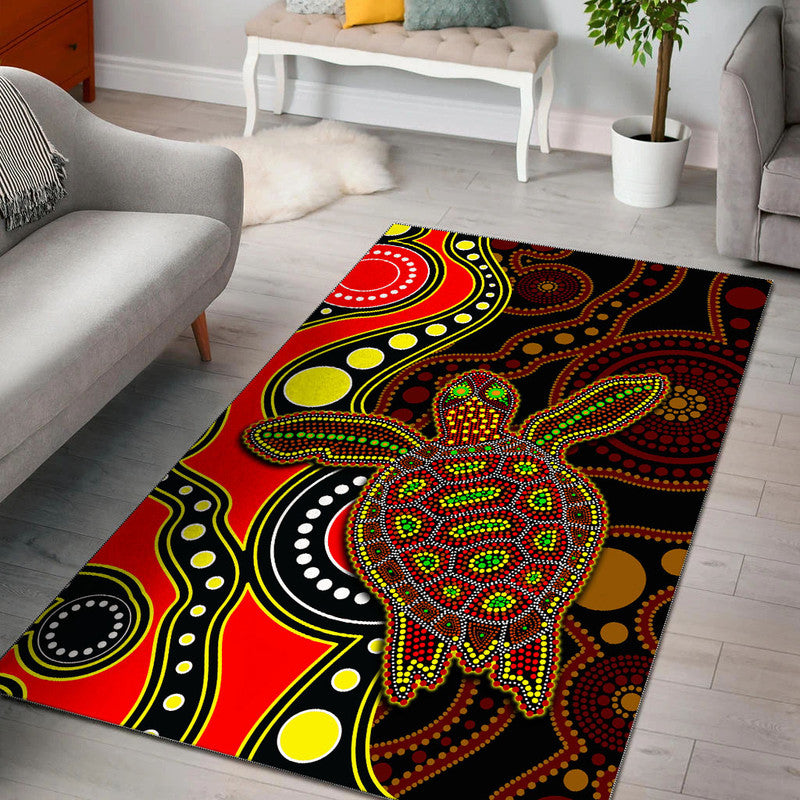 Aboriginal Turtle Area Rug Red Style - Vibe Hoodie Shop