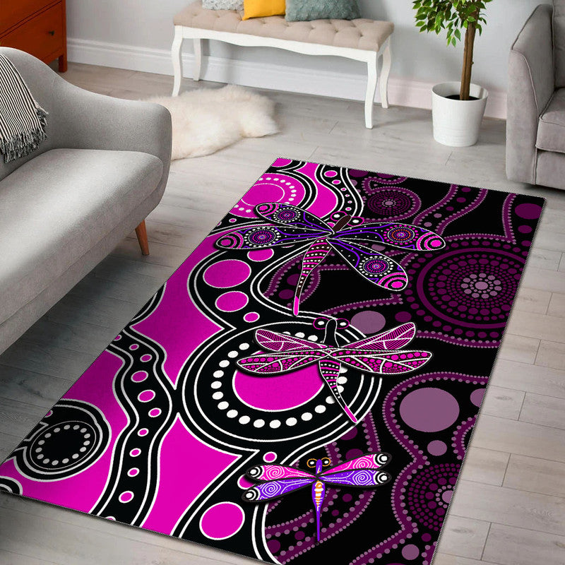 Aboriginal Dragonfly Area Rug Pink Style - Vibe Hoodie Shop