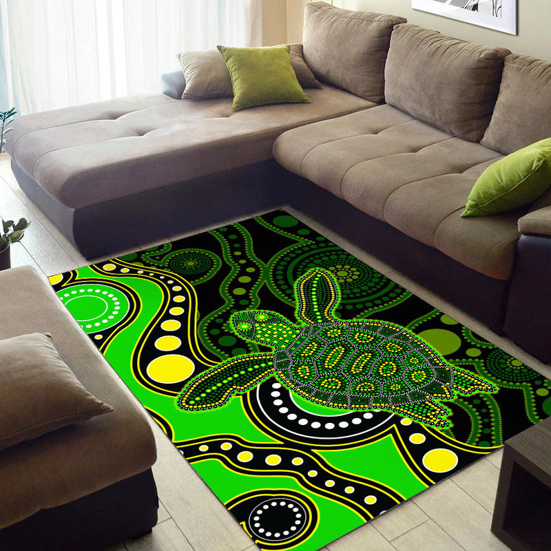 Aboriginal Turtle Area Rug Green Style - Vibe Hoodie Shop