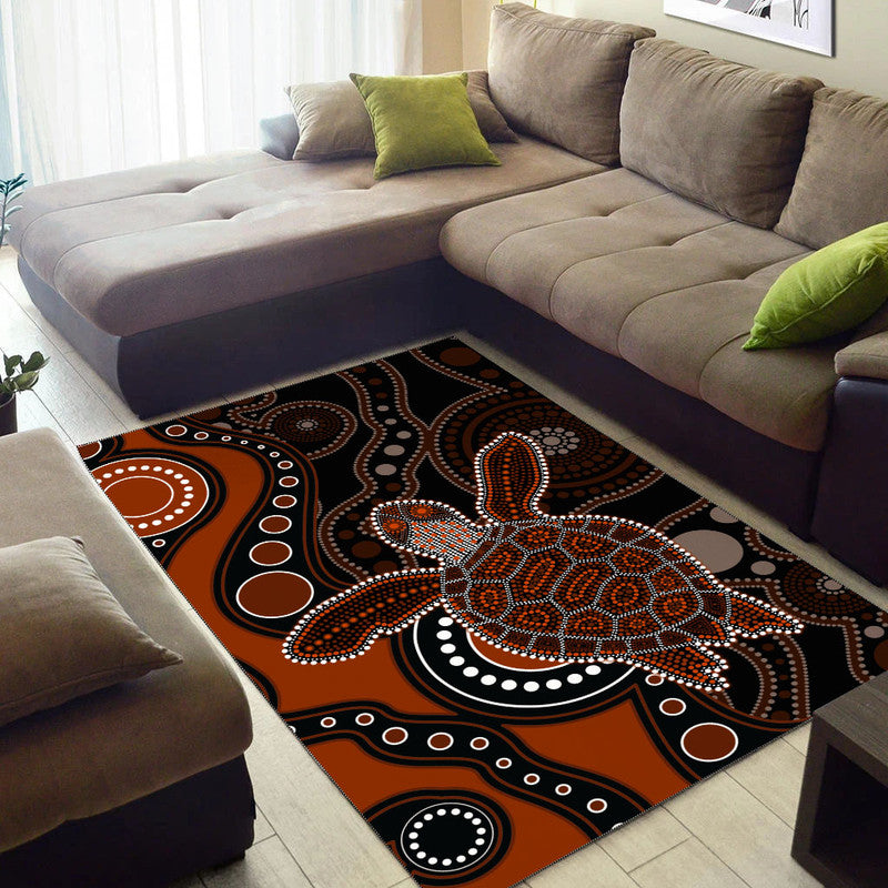 Aboriginal Turtle Area Rug Brown Style - Vibe Hoodie Shop