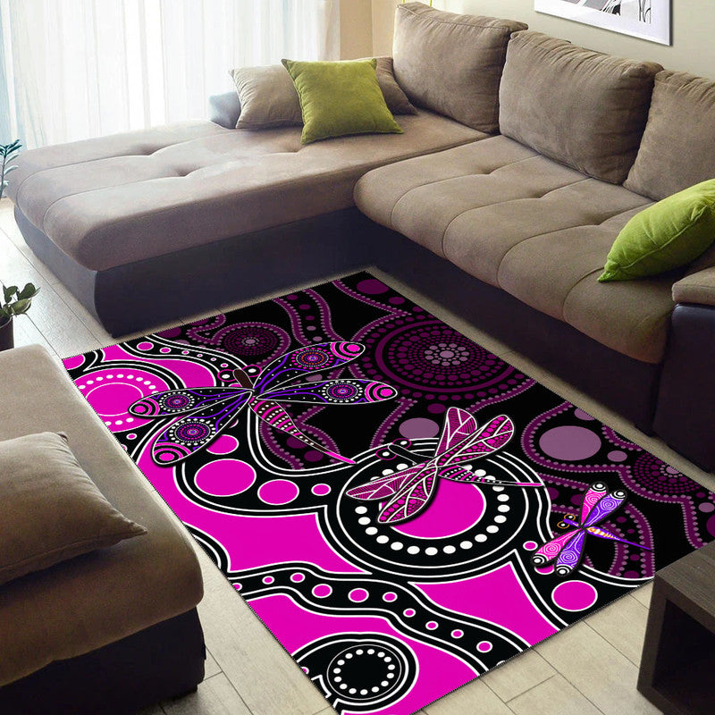 Aboriginal Dragonfly Area Rug Pink Style - Vibe Hoodie Shop