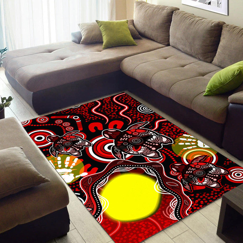 Aboriginal Flag NAIDOC Turtle Area Rug - Vibe Hoodie Shop