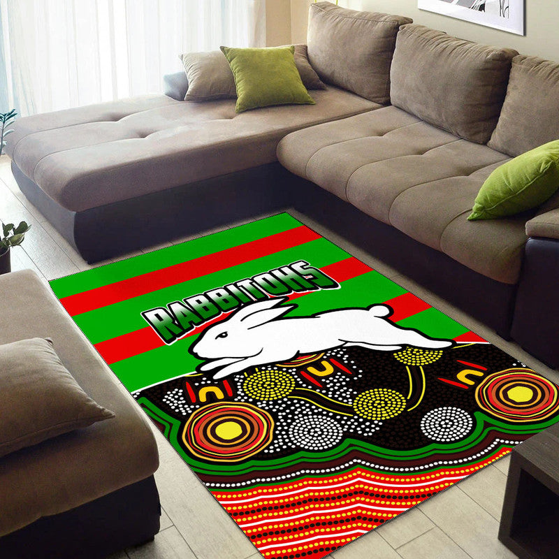 Rabbitohs Rugby Area Rug Aboriginal Basic Style - Vibe Hoodie Shop