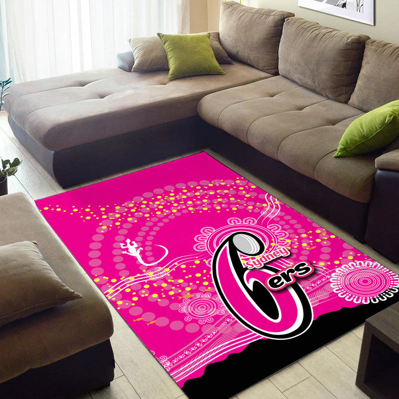 Sydney Sixers Area Rug Cricket Aboriginal Vibe - Vibe Hoodie Shop