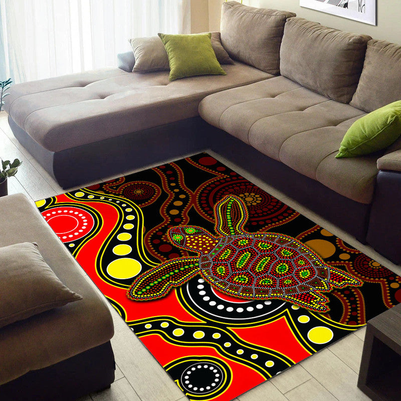 Aboriginal Turtle Area Rug Red Style - Vibe Hoodie Shop