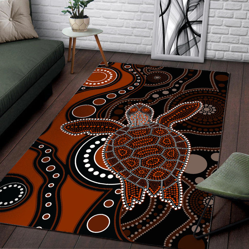 Aboriginal Turtle Area Rug Brown Style - Vibe Hoodie Shop