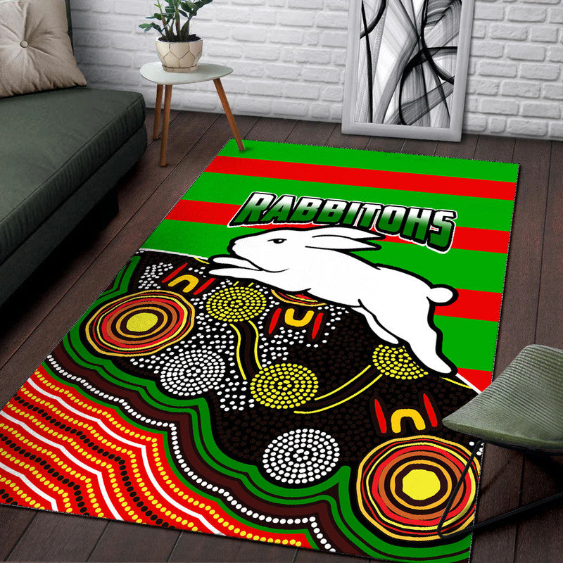 Rabbitohs Rugby Area Rug Aboriginal Basic Style - Vibe Hoodie Shop