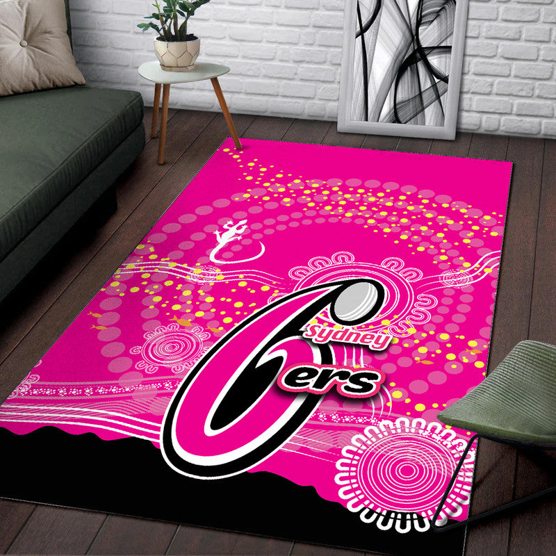 Sydney Sixers Area Rug Cricket Aboriginal Vibe - Vibe Hoodie Shop