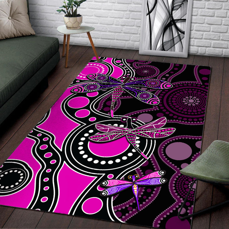 Aboriginal Dragonfly Area Rug Pink Style - Vibe Hoodie Shop