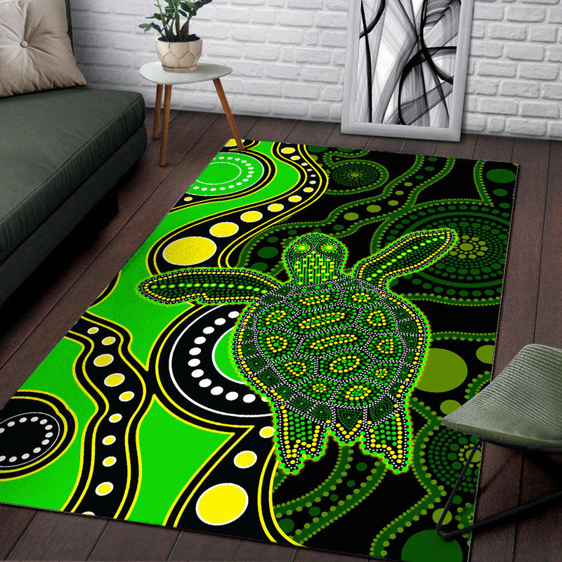 Aboriginal Turtle Area Rug Green Style - Vibe Hoodie Shop