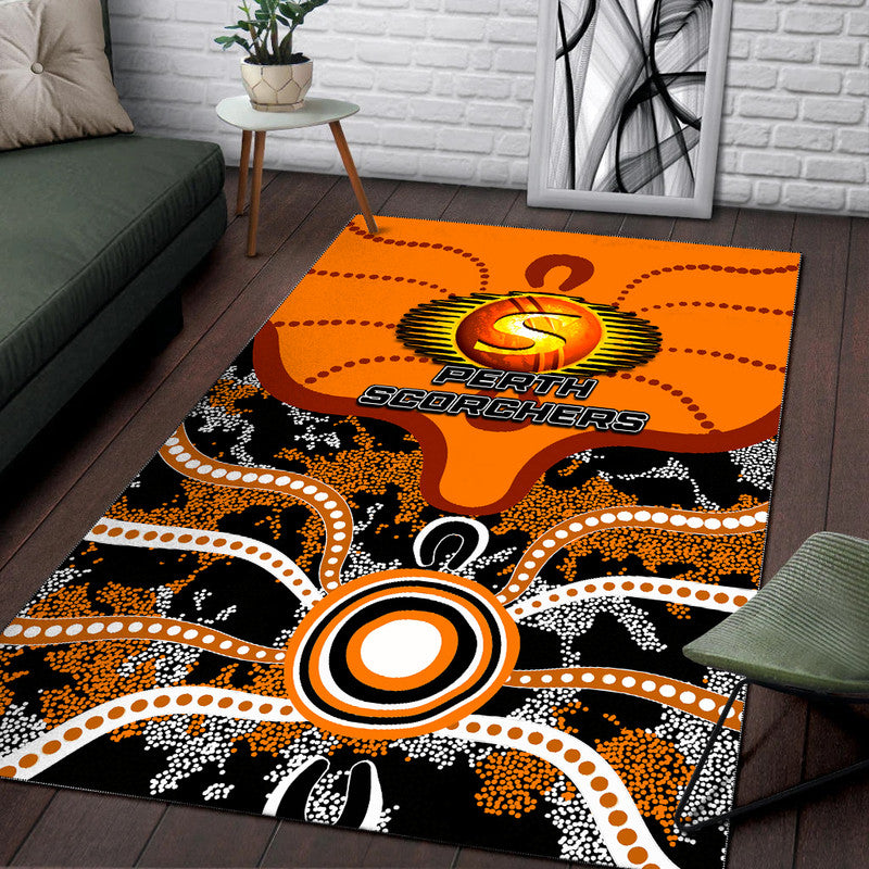 Perth Scorchers Area Rug Cricket Dot Aboriginal - Vibe Hoodie Shop