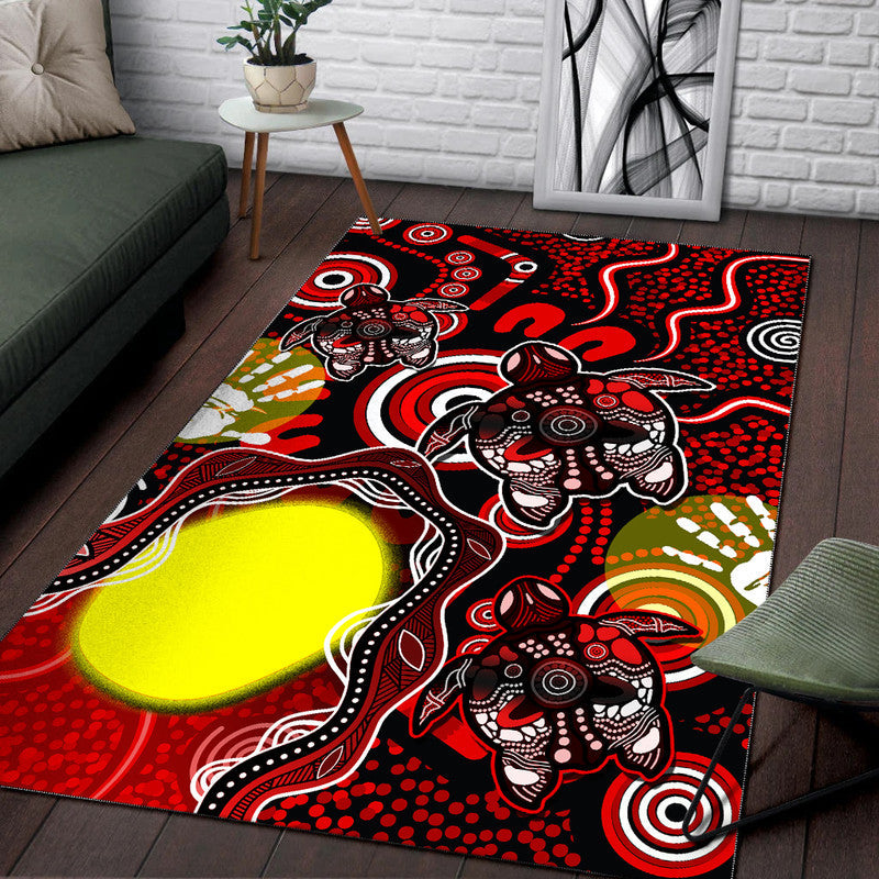 Aboriginal Flag NAIDOC Turtle Area Rug - Vibe Hoodie Shop