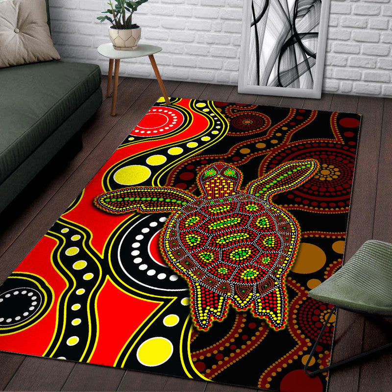 Aboriginal Turtle Area Rug Red Style - Vibe Hoodie Shop