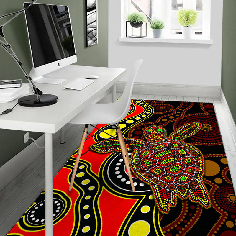 Aboriginal Turtle Area Rug Red Style - Vibe Hoodie Shop