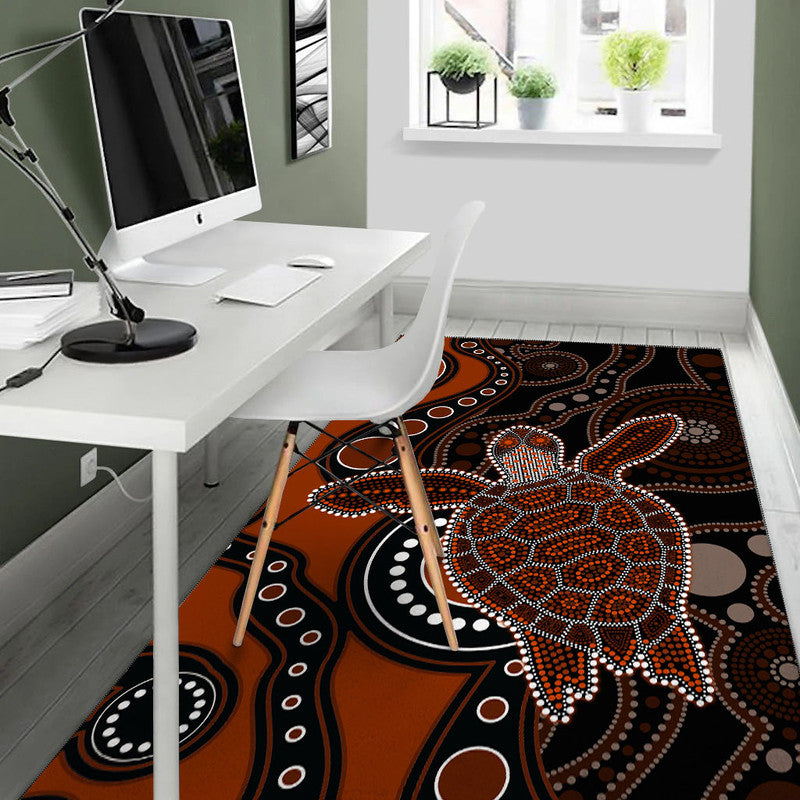 Aboriginal Turtle Area Rug Brown Style - Vibe Hoodie Shop