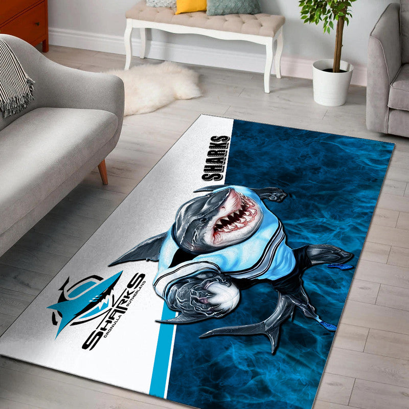 NRL Area Rug- Sharks Fire Style - Vibe Hoodie Shop