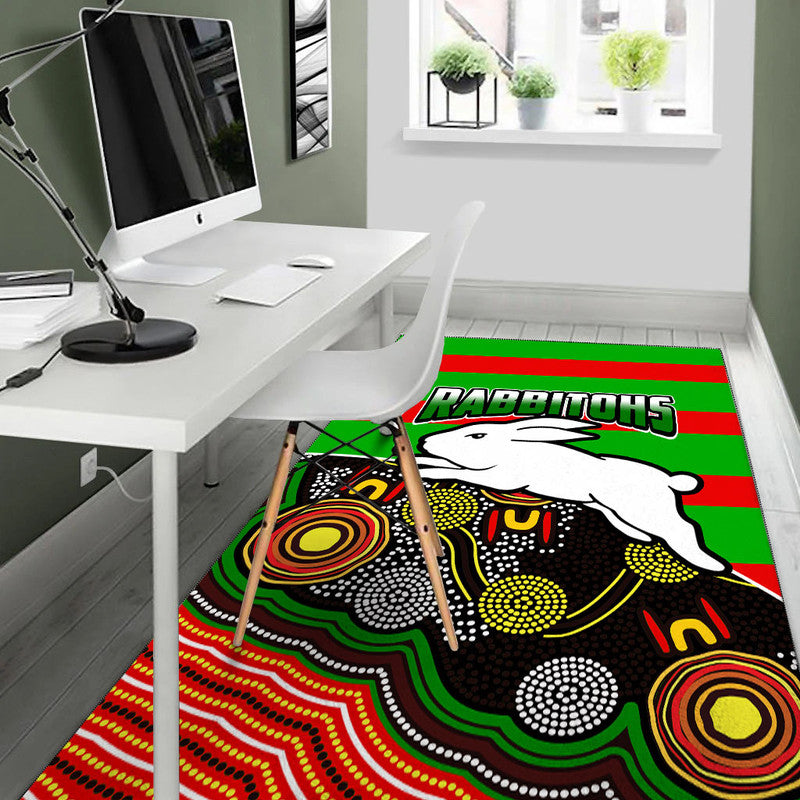 Rabbitohs Rugby Area Rug Aboriginal Basic Style - Vibe Hoodie Shop