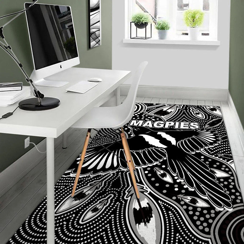 Collingwood Magpies Area Rug Aboriginal Art - Vibe Hoodie Shop