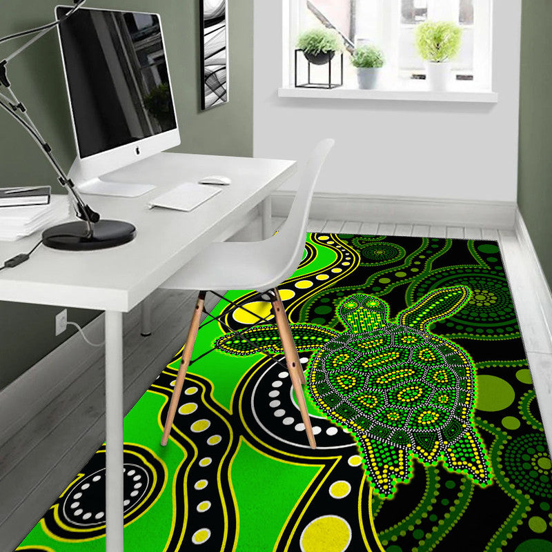 Aboriginal Turtle Area Rug Green Style - Vibe Hoodie Shop