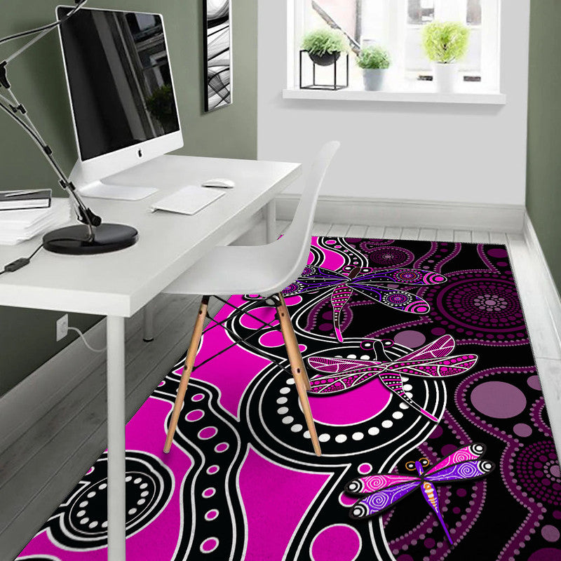 Aboriginal Dragonfly Area Rug Pink Style - Vibe Hoodie Shop