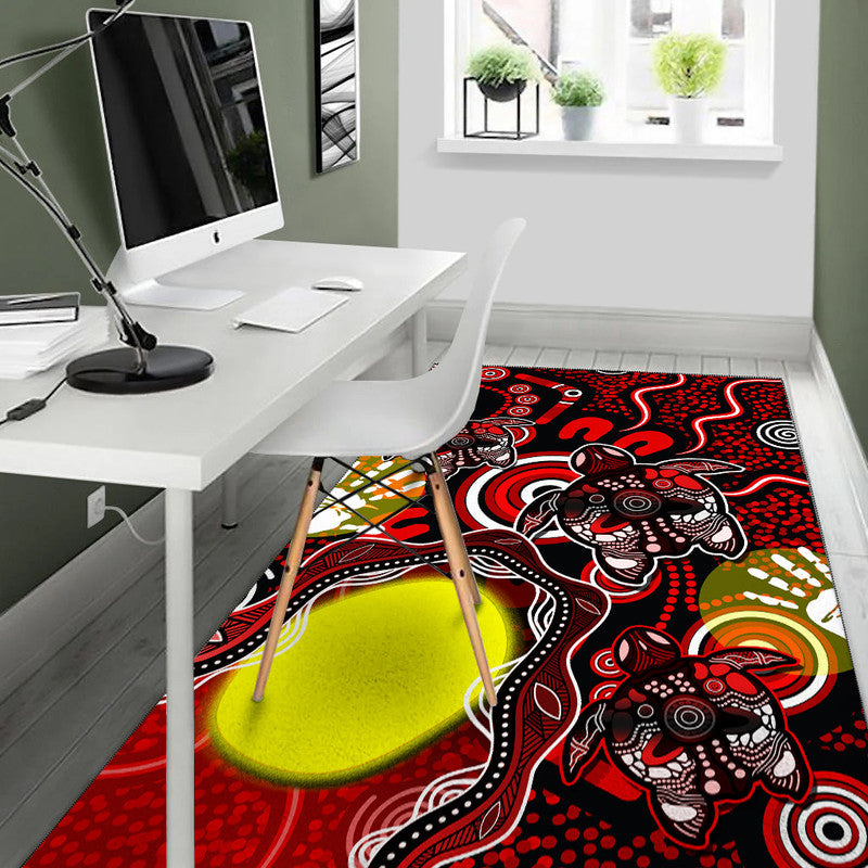 Aboriginal Flag NAIDOC Turtle Area Rug - Vibe Hoodie Shop