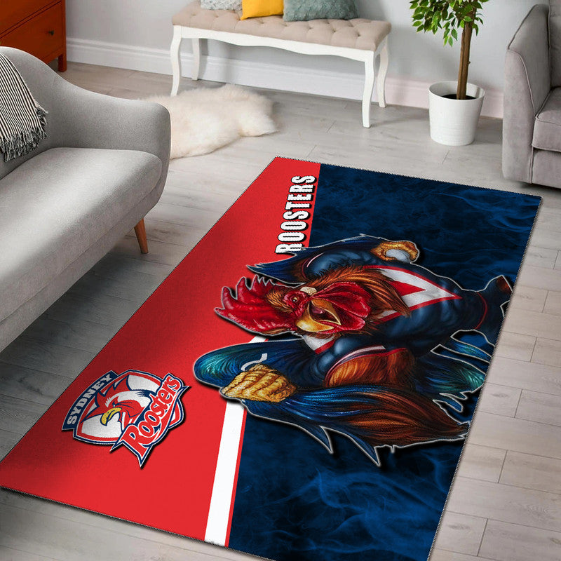 NRL Area Rug- Roosters Fire Style - Vibe Hoodie Shop