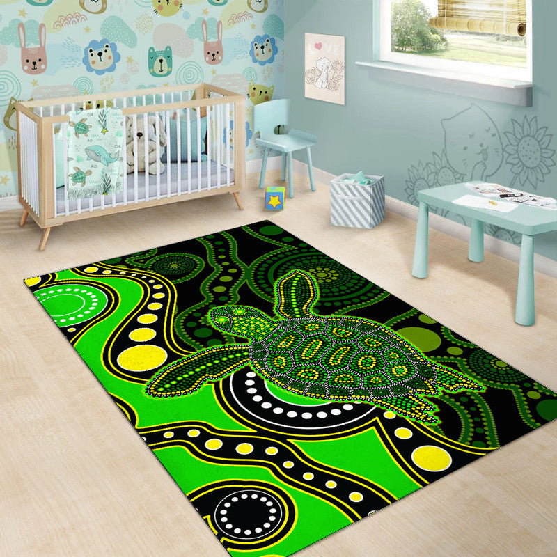 Aboriginal Turtle Area Rug Green Style - Vibe Hoodie Shop