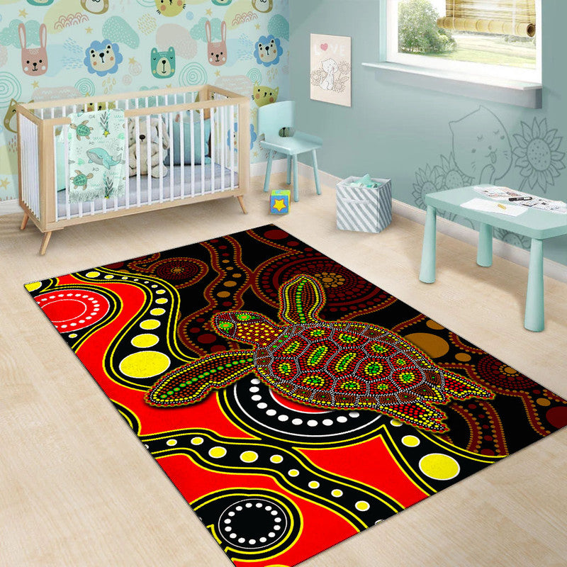 Aboriginal Turtle Area Rug Red Style - Vibe Hoodie Shop