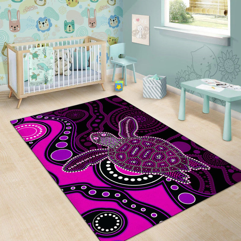 Aboriginal Turtle Area Rug Pink Style - Vibe Hoodie Shop