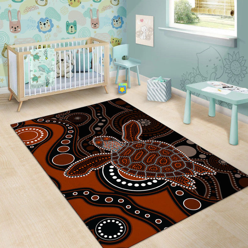 Aboriginal Turtle Area Rug Brown Style - Vibe Hoodie Shop