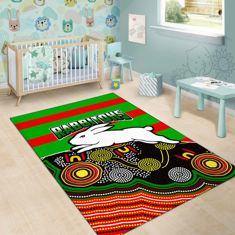 Rabbitohs Rugby Area Rug Aboriginal Basic Style - Vibe Hoodie Shop