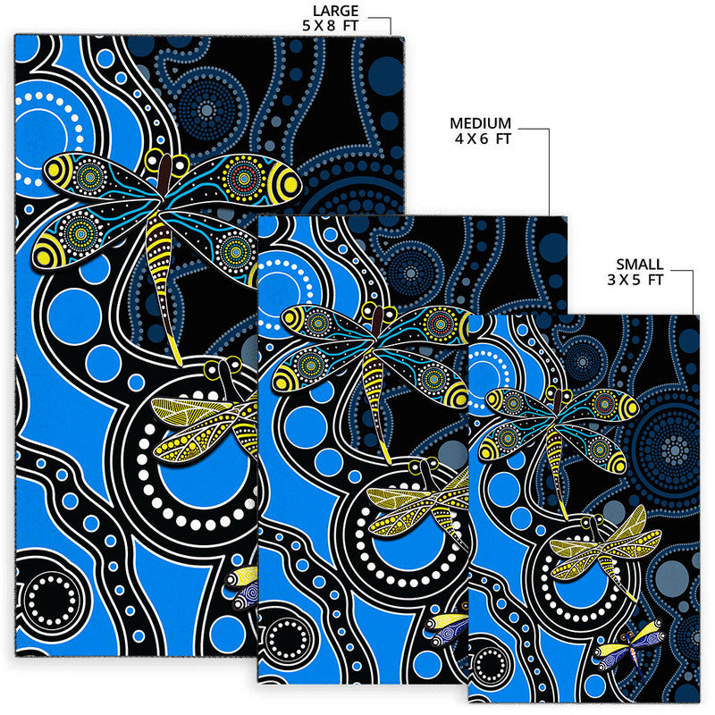 Aboriginal Dragonfly Area Rug Blue Style - Vibe Hoodie Shop