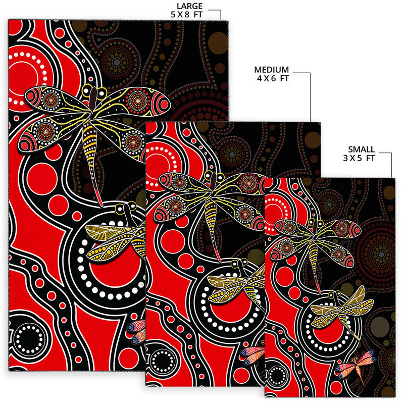 Aboriginal Dragonfly Area Rug Red Style - Vibe Hoodie Shop