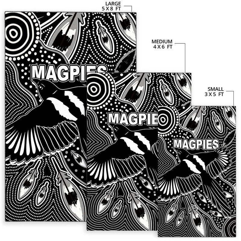 Collingwood Magpies Area Rug Aboriginal Art - Vibe Hoodie Shop