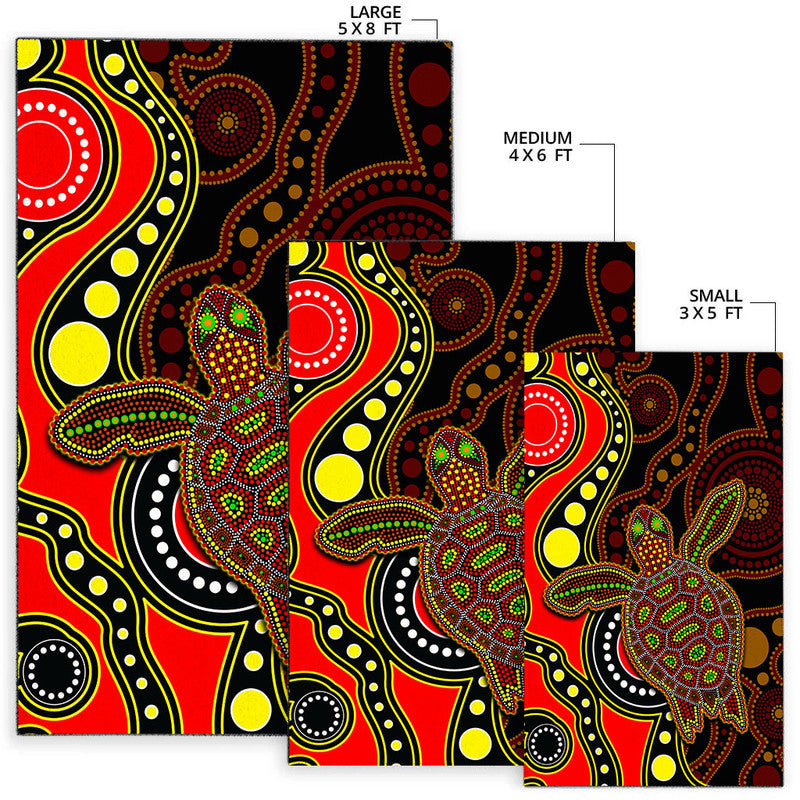 Aboriginal Turtle Area Rug Red Style - Vibe Hoodie Shop