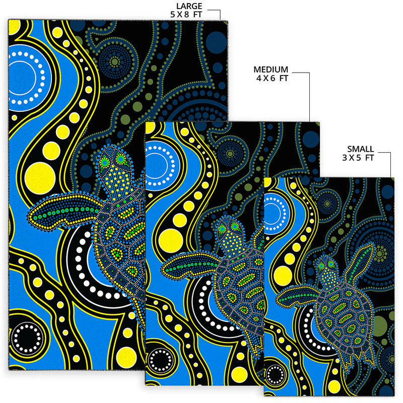 Aboriginal Turtle Area Rug Blue Style - Vibe Hoodie Shop