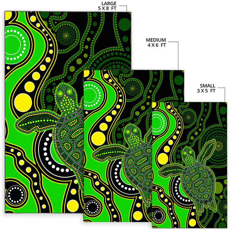 Aboriginal Turtle Area Rug Green Style - Vibe Hoodie Shop