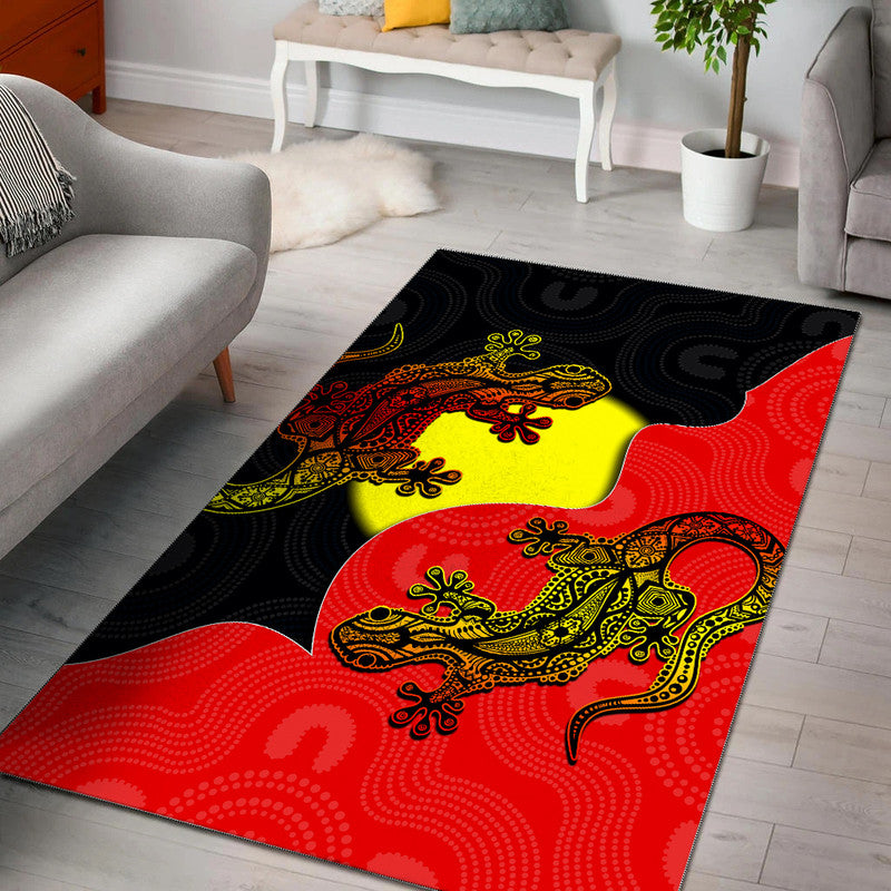 Aboriginal Flag Mix Lizard Area Rug - Vibe Hoodie Shop