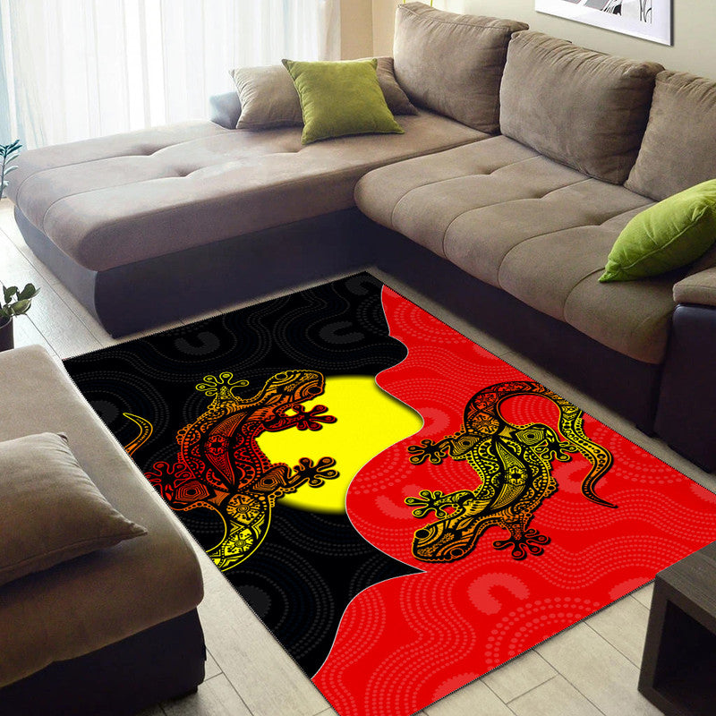 Aboriginal Flag Mix Lizard Area Rug - Vibe Hoodie Shop