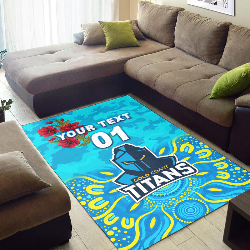 (Custom Personalised) Gold Coast Titans ANZAC 2022 Area Rug Indigenous Vibes - Vibe Hoodie Shop