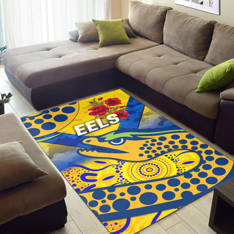 Parramatta Eels ANZAC 2022 Area Rug Indigenous Vibes - Gold - Vibe Hoodie Shop