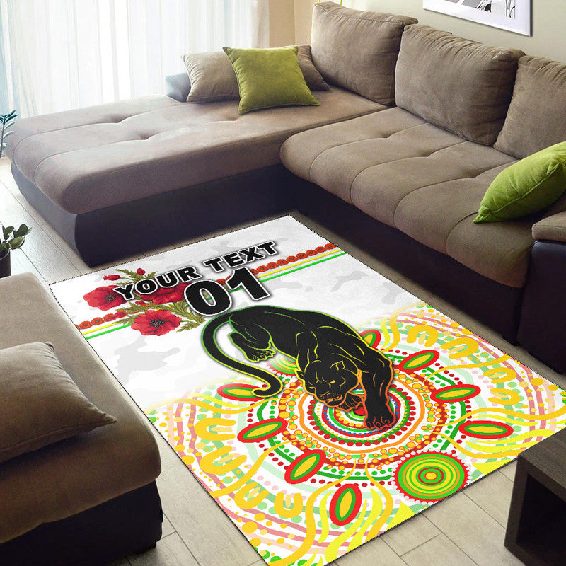 (Custom Personalised) Penrith Panthers ANZAC 2022 Area Rug Indigenous Vibes - White - Vibe Hoodie Shop