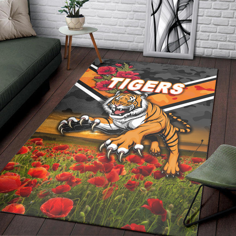 Wests Tigers ANZAC 2022 Area Rug Poppy Flowers Vibes - Vibe Hoodie Shop